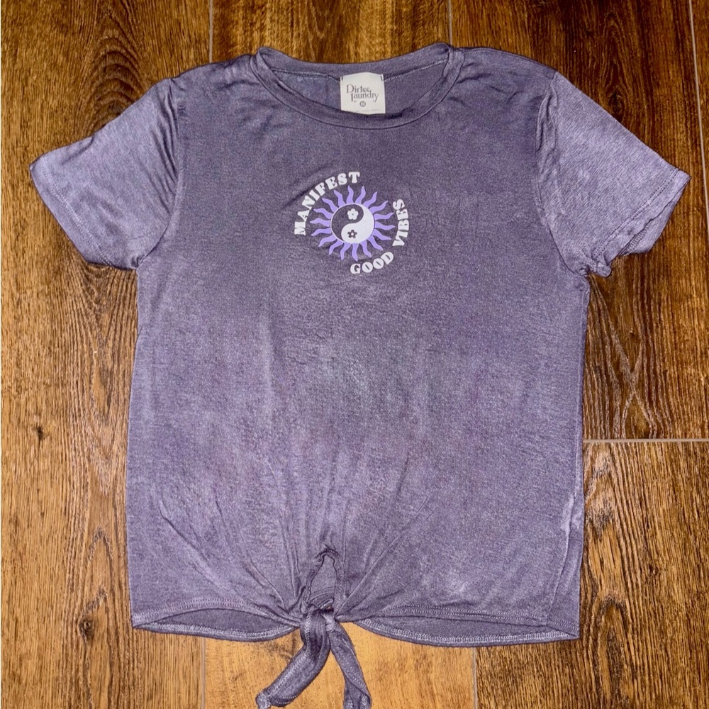 Dirtee Laundry distressed Purple Tie-Front Women's Top